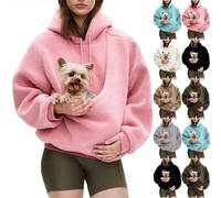 2026 New Pet Sling Hoodie, Pet Hoodie Carrier Warm Soft Fleece, Unisex Ergonomic Pocket Design, Warm for Fall Winter (Pink,Small)