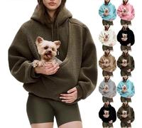 2026 New Pet Sling Hoodie, Pet Hoodie Carrier Warm Soft Fleece, Unisex Ergonomic Pocket Design, Warm for Fall Winter (Brown,Large)