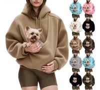 2026 New Pet Sling Hoodie, Pet Hoodie Carrier Warm Soft Fleece, Unisex Ergonomic Pocket Design, Warm for Fall Winter (Khaki,X-Large)