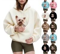 2026 New Pet Sling Hoodie, Pet Hoodie Carrier Warm Soft Fleece, Unisex Ergonomic Pocket Design, Warm for Fall Winter (White,XX-Large)