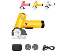 2026 New Rechargeable High-Speed Cardboard Cutter, Rechargeable High-Speed Cardboard Cutter, Rotary Cutting for Plastic, Carpet, Leather (Yellow 2-Blade Fabric Bag)