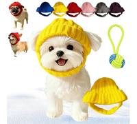 2026 New Red Wool Knit Dog Beanie with Ear Flaps - Warm Winter Hat, Noise-Reducing Cozy Pet Cap, Toasty Ear Flap Warmth Indoor/Outdoor Cold-Weather Wear, Washable for Dogs & Cats (Yellow)