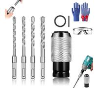 2026 New Rotary Hammer Adapter with Impact Drill Bits Set,Electric Hammer to Drill Converter,with 4PCS Heavy-Duty Carbide Bits,Electric Drill Tool Kit (1SET)