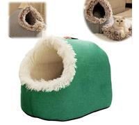 2026 New Soft Plush Cozy Indoor Nest for Cats and Small Dogs,Winter Warm Pet Cave Bed, Removable Cushion Warming Pets Cozy Enclosed Cat House, Kitten House with Anti Slip Bottom (Green,M)