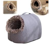 2026 New Soft Plush Cozy Indoor Nest for Cats and Small Dogs,Winter Warm Pet Cave Bed, Removable Cushion Warming Pets Cozy Enclosed Cat House, Kitten House with Anti Slip Bottom (Brown,M)