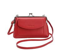 2026 New Solid Color Fashion Mobile Phone Crossbody Bag High Capacity Women's Shoulder(Red)