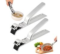 2026 New Stainless Steel Hot Plate Gripper, Anti-Scald Multi-Purpose Tongs, Ergonomic Non-Slip Design For Secure Grip & Heat Protection, for Microwave, Oven, Air Fryer, Steamer, Pots & Bowls (2PC)