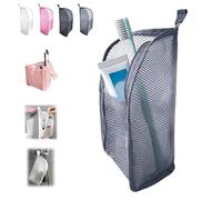 2026 New Standing Toiletry Bag, Hanging Portable Lightweight Travel Makeup Bag, EVA Mesh Waterproof Large Capacity Cosmetic Storage Bags with Toothbrush Holder for Toothbrush, Toothpaste (Gray)