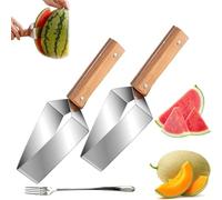 2026 New Triangle Watermelon Cutter, Stainless Steel Watermelon Slicer, Stainless Steel with Wooden Handle for a Wide Variety Watermelons, Cantaloupe, Honeydew, Apples, for Quick Easy Slicing (2pcs)