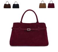 2026 New Vintage Faux Suede Bag Handbag, Suede Tote Bag for Women, Women's Large Brown Suede Top-Handle Work Handbag (Red)