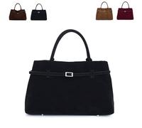2026 New Vintage Faux Suede Bag Handbag, Suede Tote Bag for Women, Women's Large Brown Suede Top-Handle Work Handbag (Black)