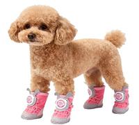 2026 New Waterproof Non-Slip Dog Boots 4-Pack with Twist-Lock Buckle & Cute Ears for Small Breeds - Protect Dog'S Paws in Cold Weather Outdoor Walking (M 5.5~9.9lb,Pink)