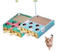 2026 New Whack Attack Cat Toy, 3-in-1 Whack-A-Mole Puzzle Toy, Enrichment Toys for Indoor Cats with Cat Scratching Pad, Interactive for Claw Grinding Rest Entertainment (Blue+Green)