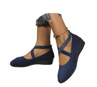 2026 New Women's Comfy Elastic Crisscross Strap Wedge Slip-On Shoes Comfortable Fashion Elastic Ankle Straps Pointed Toe Ballet Wedge Dress Shoes (1PCS/E,42)