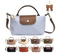 2026 New Women's Fashion Color block Mini Crossbody Bag, Mini Square Shoulder Purses with Adjustable Strap, Solid Color Nylon Versatile Handbag for Women (Purple)