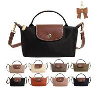 2026 New Women's Fashion Color block Mini Crossbody Bag, Mini Square Shoulder Purses with Adjustable Strap, Solid Color Nylon Versatile Handbag for Women (Black)