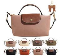 2026 New Women's Fashion Color block Mini Crossbody Bag, Mini Square Shoulder Purses with Adjustable Strap, Solid Color Nylon Versatile Handbag for Women (Pink)