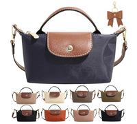 2026 New Women's Fashion Color block Mini Crossbody Bag, Mini Square Shoulder Purses with Adjustable Strap, Solid Color Nylon Versatile Handbag for Women (Navy Blue)