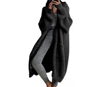 2026 New Womens Long Cardigan Sweaters Oversized Duster Fall Winter with Pockets Open Front Cable Knit Sleeve Sweater Coats (Black,S)