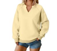 2026 New Womens Oversized V Neck Sweatshirt Casual Cozy Tops No Hood Teen Preppy Clothes (5,M)