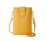 2026 New Women's Ultra-Slim Vertical Phone Wallet Card Holder with Pockets, PU Crossbody Bag (Yellow)