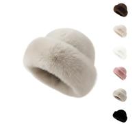 2026 New Womens Winter Faux Fur Bucket Hat Fluffy Furry Warm Hat Warm Faux Mink Plush Hats for Women (Gray,Talla única)