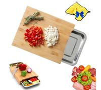 2026 New Wood Cutting Board with Slide Out Trays, Catches Food and Waste, Solid Wooden Butcher Block with Removable Drawers, Kitchen Bamboo Cooking Supplies (Single-sided pallet)
