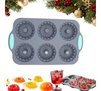 2026 New Wreath Ice Mold, Flexible Silicone Christmas Wreath Ice Cube Mold, 6 Hole Silicone DIY Mold Suitable for Baking Cakes Donuts, Soap, Chocolate (A)