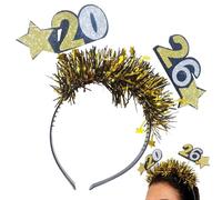 2026 New Year Headband - New Years Headbands For Women, 3D Reflective Eye-Catching Soft Headwear, Holiday Head Wear Decoration | For Couple Family Women Adult Kids Indoor Outdoor Parties Celebration