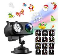 2026 NEW YEAR Proyector de Navidad para exteriores IP44 impermeable, 15 W más brillante HD Ocean Wave Effect, 12 diapositivas 96 sin desvanecimiento, luz para regalo, Navidad, proyector LED decoración