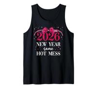 2026 New Year Same Hot Mess Mom Pink Bow Happy New Year 2026 Camiseta sin Mangas