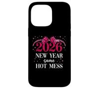 2026 New Year Same Hot Mess Mom Pink Bow Happy New Year 2026 Carcasa para iPhone 14 Pro MAX