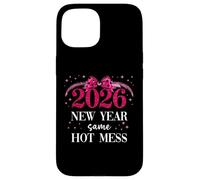 2026 New Year Same Hot Mess Mom Pink Bow Happy New Year 2026 Carcasa para iPhone 15