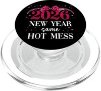 2026 New Year Same Hot Mess Mom Pink Bow Happy New Year 2026 PopSockets PopGrip para MagSafe