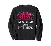 2026 New Year Same Hot Mess Mom Pink Bow Happy New Year 2026 Sudadera