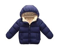 2026 Niño Niño Pequeñín Bebé Niño Chaqueta de invierno con capucha sólida, chaqueta de invierno, ropa de abrigo gruesa, atuendo cálido para bebé, marine, 3-4 años