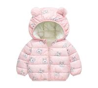 2026 Niños Niñas Manga Larga Invierno Cálida Outwear Chaqueta Abrigo Orejas de Oso Dibujos Animados Conejo Perro Fresa, Rosa., 3-4 años