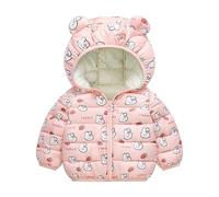 2026 Niños Niñas Manga Larga Invierno Cálida Outwear Chaqueta Abrigo Orejas de Oso Dibujos Animados Conejo Perro Fresa, Rojo sandía, 3-4 años