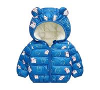 2026 Niños Niñas Manga Larga Invierno Cálida Outwear Chaqueta Abrigo Orejas de Oso Dibujos Animados Conejo Perro Fresa, azul, 12-18 meses