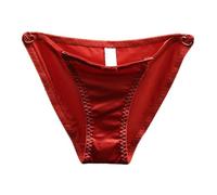 2026 Nuevas llegadas Lazo francés, ropa interior ahuecada para mujer de cintura baja, superficie de satén sin costuras Un pantalón triangular abotonado con puro deseo de amor, RD1., M