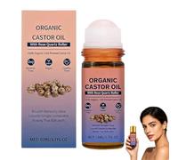 2026 Nuevo Aceite de Ricino Orgánico en Roll-on, Aceite Hidratante Prensado en Frío con Rodillo de Cuarzo Rosa, para Cejas, Pestañas, Rostro, Línea del Cabello y Piel Seca (1pcs)