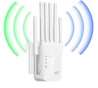 2026 Nuevo Amplificador señal WiFi,1200M WiFi Repetidor,3 Modos (Repetidor,Puente,Ap), 6 Antenas 2 LAN, Extensor WiFi Largo Alcance, Compatible con Todas Cajas, Cobertura 10000㎡, Hogar Ideal (Small)