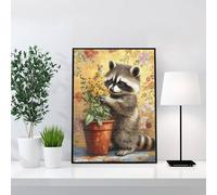 2026 Nuevo Diamond Painting Mapache 20x30cm Pintura Diamante Punto De Cruz Embroidery Kit, Animal 5D Diamond Painting Manualidades Adultos, DIY Pintura de Diamante Kit Completo, Regalo Mujer j0-226