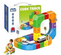 2026 Nuevo Juego de fusión de vías de Tren magnético, Kits de construcción de Bricolaje con riel klick 3D Flexible con Tren eléctrico y señales de tráfico, Juguetes de Aprendizaje Stem para ni 51 Pcs