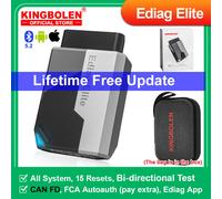 2026 Nuevo KINGBOLEN Ediag Elite Herramientas de diagnóstico de automóviles en español gratuitas de por vida Todos los sistemas 15 reinicios Prueba bidireccional Escáner automático OBD2 with 0.36m Cab