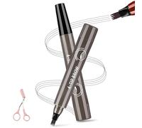 2026 Nuevo Lápiz De Ceja Microblading, 2026 Nuevo Lápiz De Ceja Impermeable De 4 Puntas Con Punta De Micro-tenedor, De Golpe Fino Natural Duradero Para Mujeres(Gray)