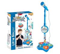2026 Nuevo micrófono para niños con Soporte, música incorporada, Luces LED de Colores, Efectos de Eco, máquina de Karaoke portátil de Juguete para Cantar, Musical para niñas y niños Blue