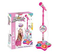 2026 Nuevo micrófono para niños con Soporte, música incorporada, Luces LED de Colores, Efectos de Eco, máquina de Karaoke portátil de Juguete para Cantar, Musical para niñas y niños Pink
