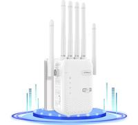2026 Nuevo Repetidor WiFi 6,Potente Amplificador WiFi,Amplificador señal WiFi,Repetidor WiFi Largo Alcance,6 Antenas,2 Puertos LAN,Cobertura de hasta 11800Sq.para Oficinas Y hogares,Fácil Instalación