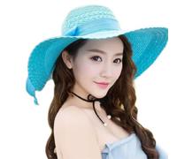 2026 Nuevo Sombrero Sombreros Sun Brim Straw Bow Colorido Big Floppy Brim Women Hat Beach Cap Wide Baseball Caps, azul celeste, Talla única